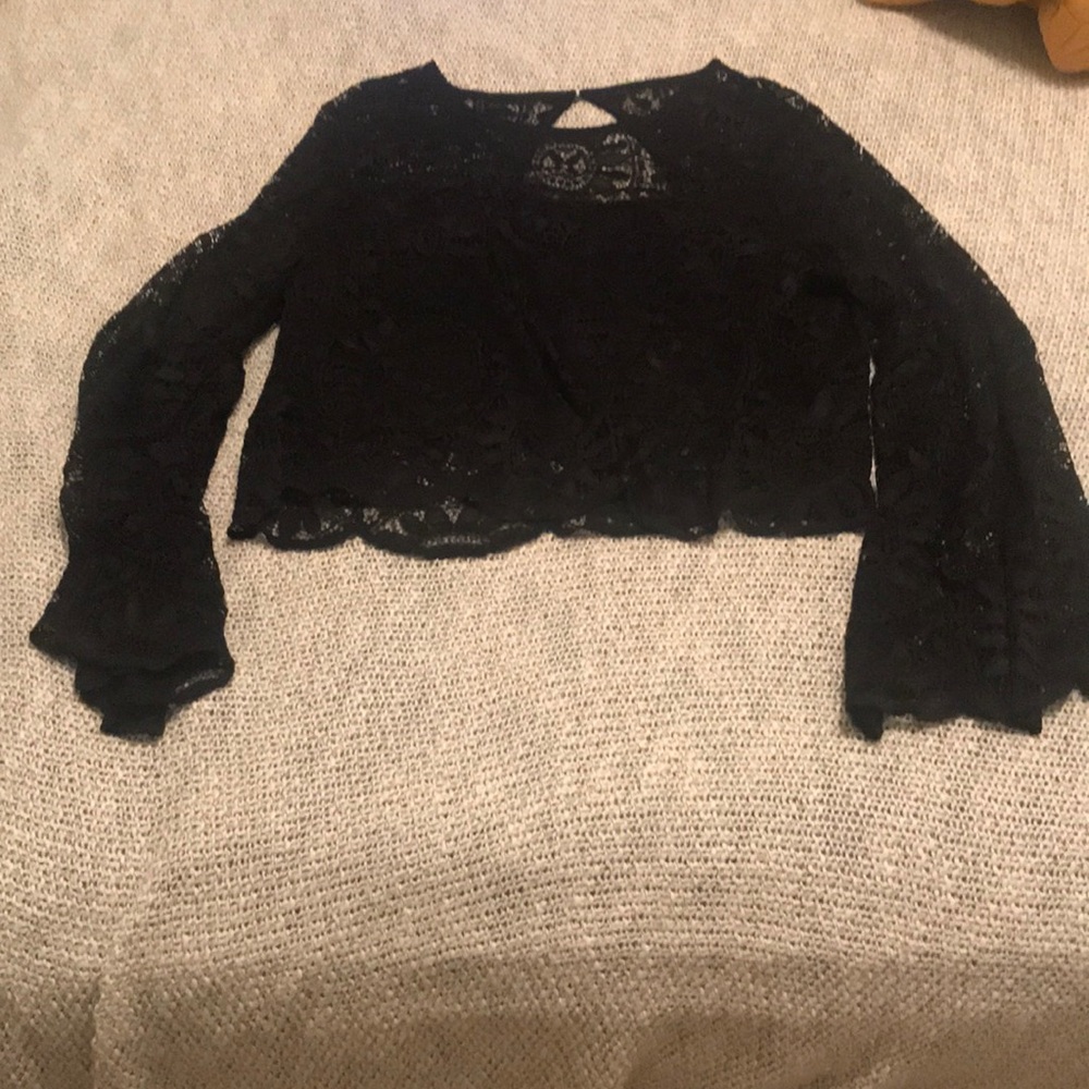 Black lace crop top